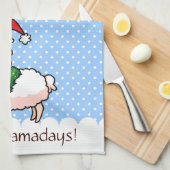 休日のラマの小妖精や小人 キッチンタオル (四つ折り)