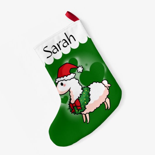 休日のラマの小妖精や小人 スモールクリスマスストッキング (裏面 (吊り時))