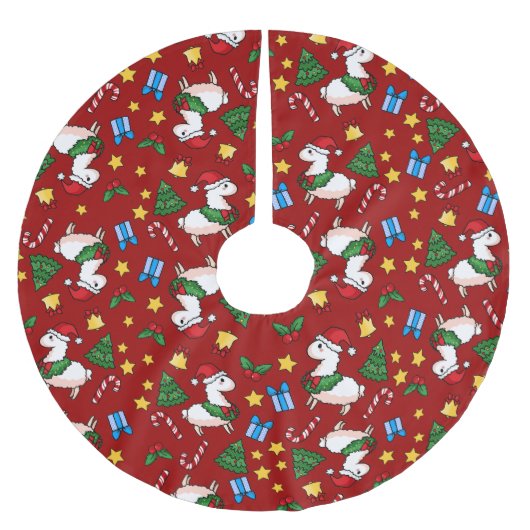 休日のラマの狂気 ブラッシュドポリエステルツリースカート (正面)