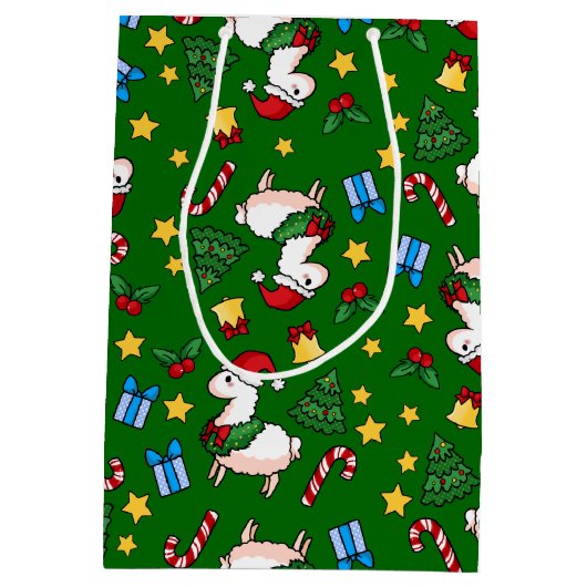 休日のラマの狂気 ミディアムペーパーバッグ (裏面)