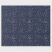 休日のリスの輪郭パターン ラッピングペーパー (フラット)