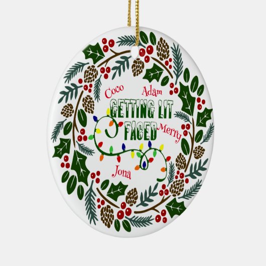 休日のリースオーナメント、ライトクリスマスを取得 セラミックオーナメント (右)