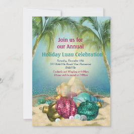 休日のルアウ（ハワイ式宴会）のビーチのパーティの招待状 招待状