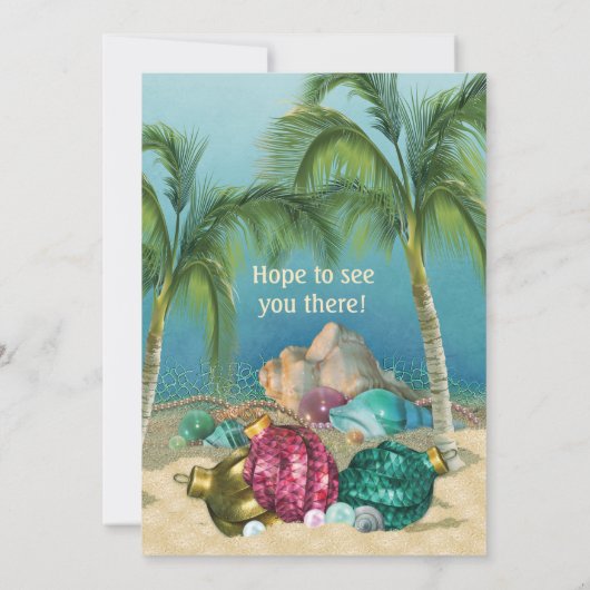 休日のルアウ（ハワイ式宴会）のビーチのパーティの招待状 招待状 (裏面)