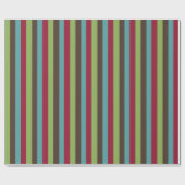 休日のレトロ70sのストライプはブラウンの水の赤を緑化します ラッピングペーパー (フラット)