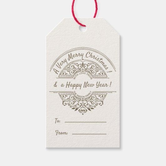 休日のヴィンテージフランスのからクリスマス ギフトタグ (正面)