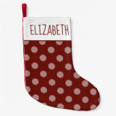 休日の一致カップルあなたの名前を追加水玉模様 スモールクリスマスストッキング (正面)
