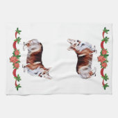 休日の三色のウェルシュコーギー キッチンタオル (横)