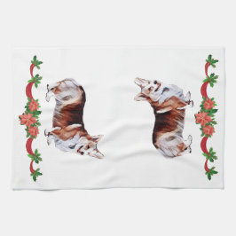 休日の三色のウェルシュコーギー キッチンタオル