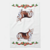 休日の三色のウェルシュコーギー キッチンタオル (縦)