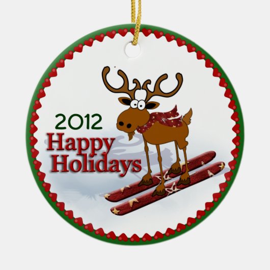 休日の下り坂のアメリカヘラジカ セラミックオーナメント (正面)