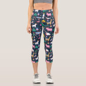 休日の予測できな動物とアイコンのパターン カプリレギンス (正面)