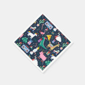 休日の予測できな動物とアイコンのパターン スタンダードカクテルナプキン (角)
