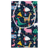 休日の予測できな動物とアイコンのパターン スモールペーパーバッグ (裏面)