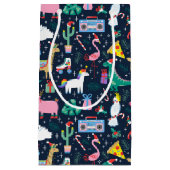 休日の予測できな動物とアイコンのパターン スモールペーパーバッグ (正面)