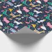 休日の予測できな動物とアイコンのパターン ラッピングペーパー (角)