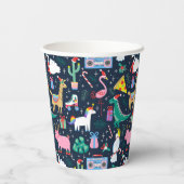 休日の予測できな動物とアイコンのパターン 紙コップ (裏面)