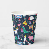 休日の予測できな動物とアイコンのパターン 紙コップ (左)