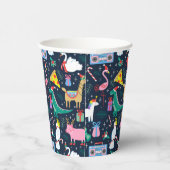 休日の予測できな動物とアイコンのパターン 紙コップ (右)