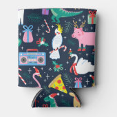 休日の予測できな動物とアイコンのパターン 缶クーラー (正面)