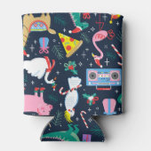 休日の予測できな動物とアイコンのパターン 缶クーラー (裏面)