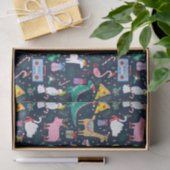 休日の予測できな動物とアイコンのパターン 薄葉紙 (ギフト)