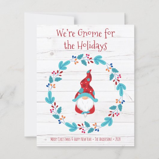 休日の予算格言小妖精や小人素朴リースカード (正面)