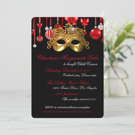休日の仮面舞踏会のお祭りの招待状 招待状 (スタンド正面)