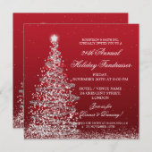 休日の企業のな基金調達者のお祭りの銀及び赤 招待状 (正面/裏面)