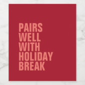 休日の休暇の赤い親とおもしろいよくペア ワインラベル (シングルラベル)