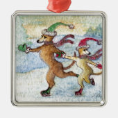 休日の伝統-スケートで滑る メタルオーナメント (正面)