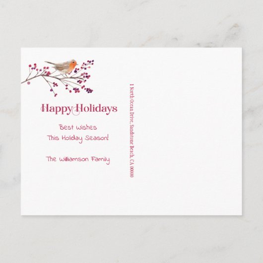 休日の住所変更の新しい住所のお知らせ 案内ポストカード (裏面)