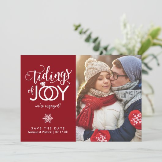 休日の保存日付の新婚者のクリスマスカード セーブザデート (スタンド正面)