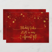 休日の俳句カード|赤い金箔のスクリプおもしろいト シーズンカード (正面/裏面)