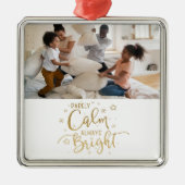 休日の写真おもしろいはめったに穏やかなクリスマス メタルオーナメント (正面)