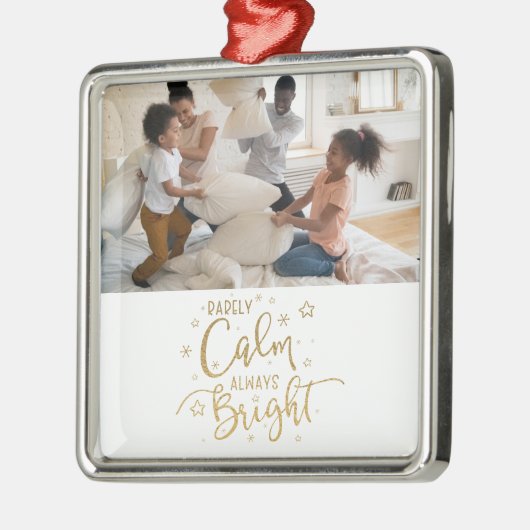 休日の写真おもしろいはめったに穏やかなクリスマス メタルオーナメント (左)