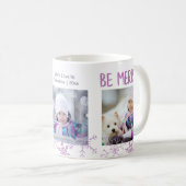 休日の写真のコラージュはカスタムなメリーな雪片です コーヒーマグカップ (正面右)