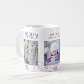 休日の写真のコラージュはカスタムなメリーな雪片です コーヒーマグカップ (正面左)