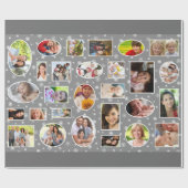 休日の写真の灰色の雪片の包装紙 ラッピングペーパー (フラット)