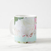 休日の写真の白く青いクリスマスのメリークリスマス コーヒーマグカップ (正面左)