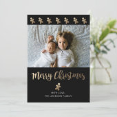 休日の写真カード|の黒い及び金のジンジャーブレッド シーズンカード (スタンド正面)