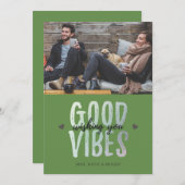 休日の写真カード|よい感情-緑 シーズンカード (正面/裏面)