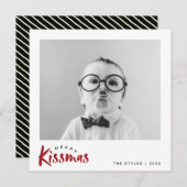 休日の写真カード|クラシックなレトロのクリスマスのキス シーズンカード (正面/裏面)