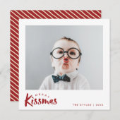 休日の写真カード | クラシックレッドクリスマスキス シーズンカード (正面/裏面)