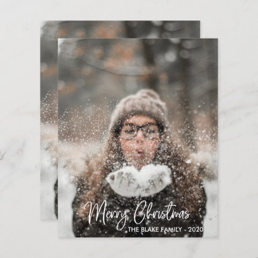 休日の写真カード |クリスマスモダン。 (正面/裏面)