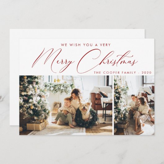 休日の写真カード |クリスマスモダン。 招待状 (正面/裏面)