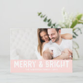 休日の写真カード |ピンクメリーモダンと明るい シーズンカード (スタンド正面)