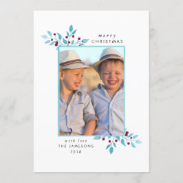 休日の写真カード*Brightの青Christmas* 招待状