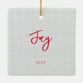 休日の写真名年クラシックのチェック子供の年次 セラミックオーナメント (裏面)