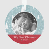 休日の写真 | ライトブルーホリデーフォレスト オーナメント (裏面)